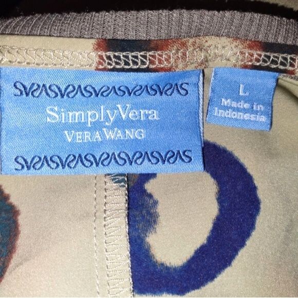 Simply Vera Vera Wang Green Abstract Print Sleeveless Blouse Size L - Picture 4 of 6